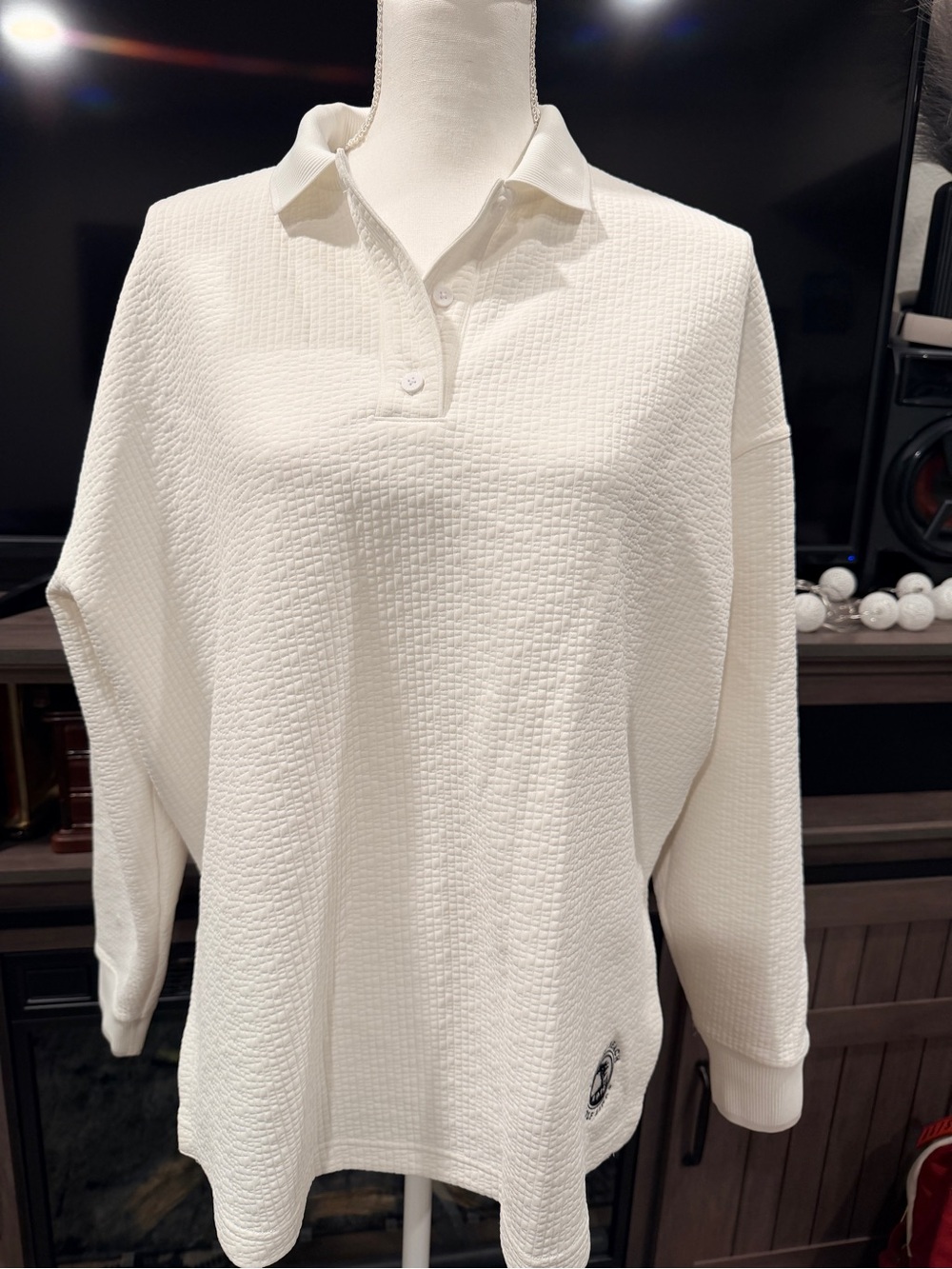 lululemon athletica Cream Textured Long-Sleeve Polo Sweater